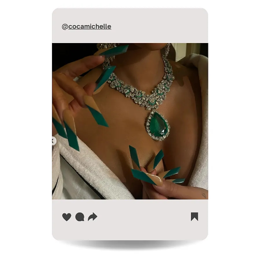 Rose-themed nail art by Cardi B for the Met Gala 2024