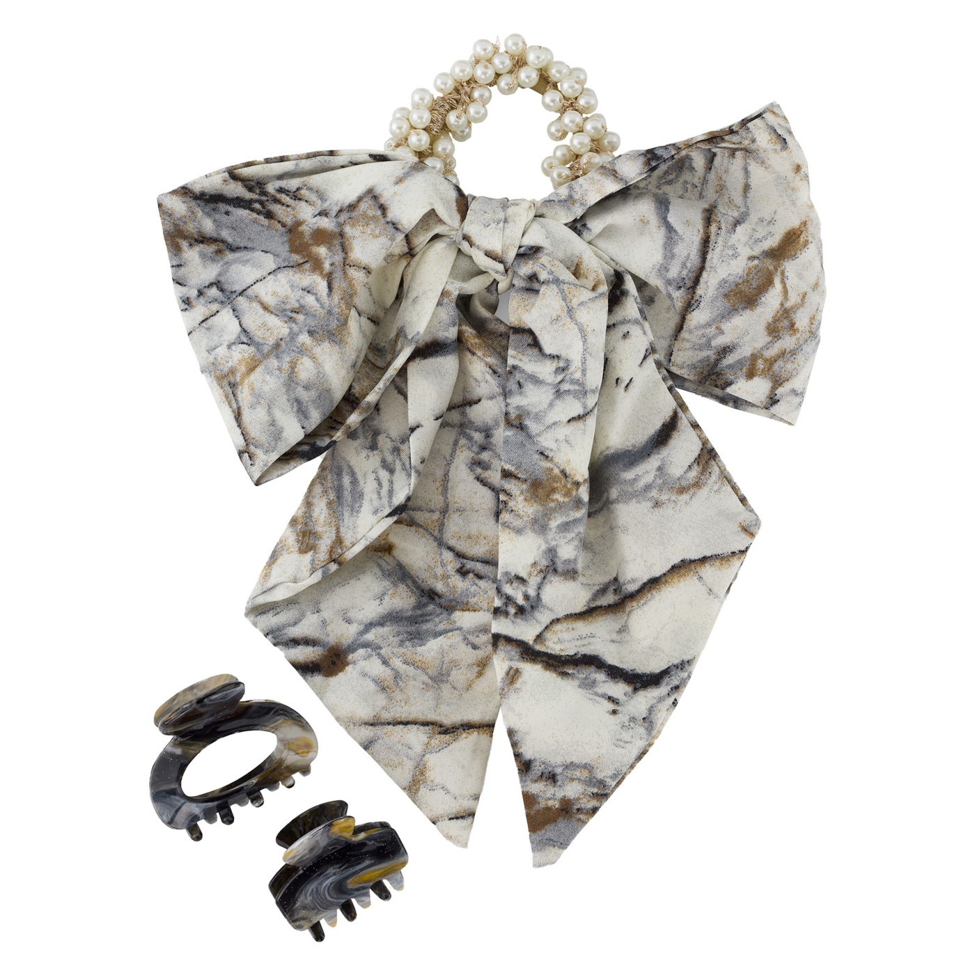 Produktbild von TRISA Hair - Pearl Scrunchie & Hair Clips, grey