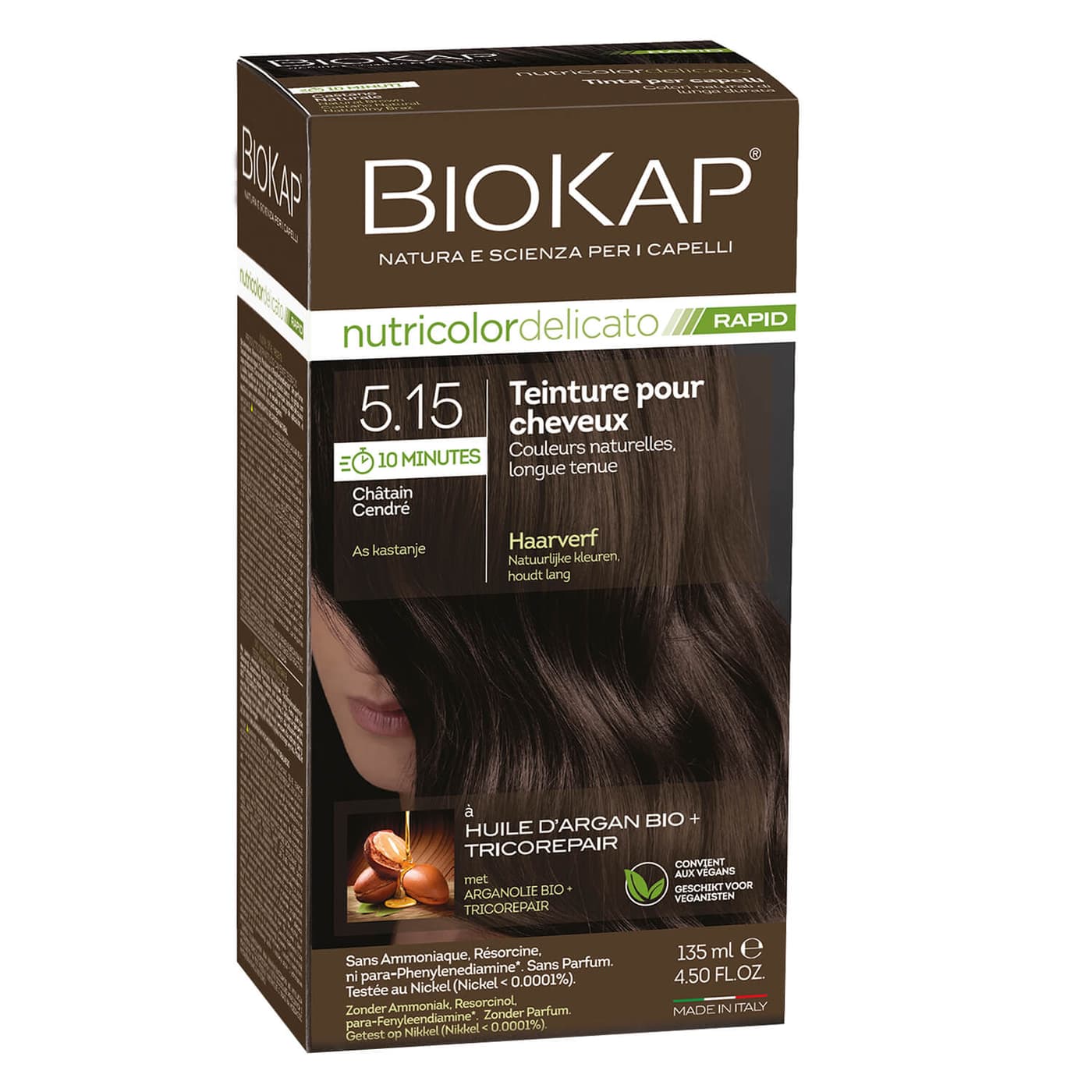 BIOKAP Nutricolor - Permanent Farbe Aschbraun 5.15