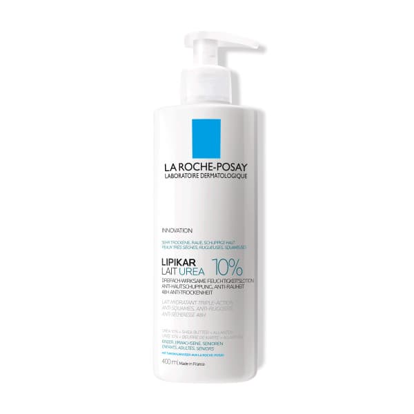 La Roche-Posay LIPIKAR Lait Urea 10 %: Soin hydratant pour le corps avec 10 % d’urée pour les peaux très sèches, sujettes à la desquamation.