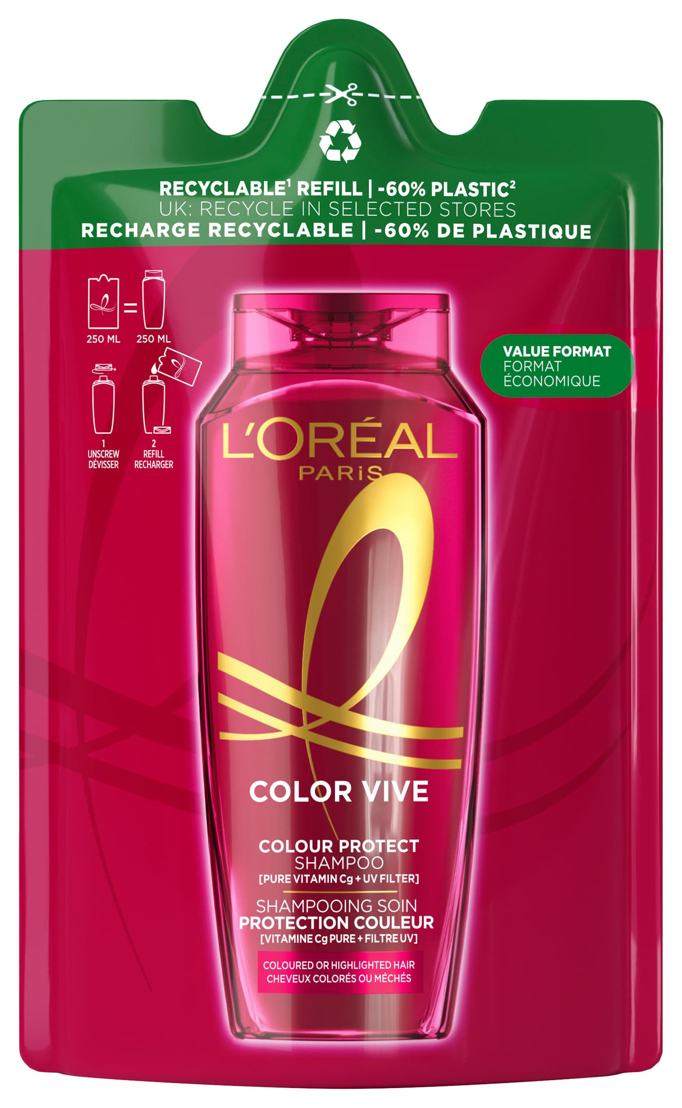 Elseve Haircare - Color Glanz Pflegeschutz Pflege Shampoo Nachfüllpack