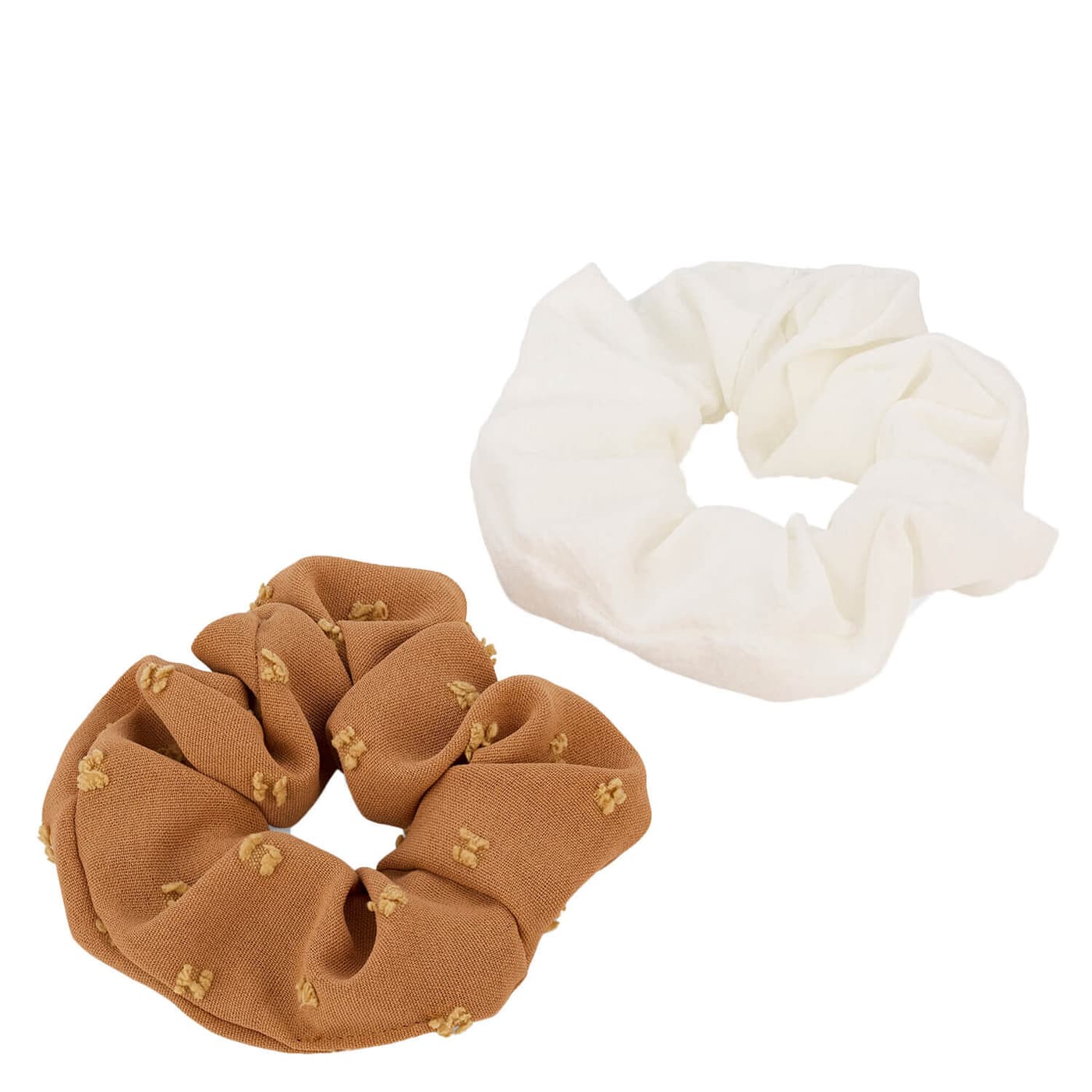 Élastique twister scrunchie, blanc & camel