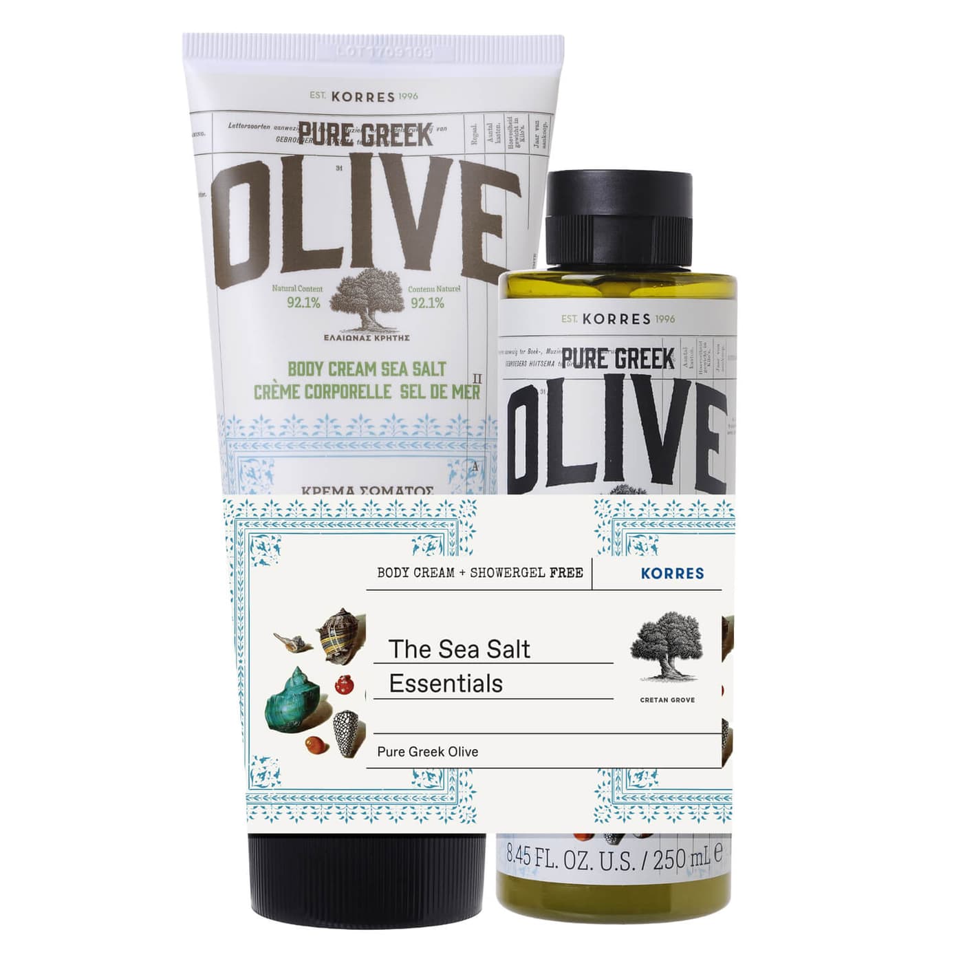 Korres Care - OLIVE SEA SALT Crème corporelle et nettoyant pour le corps set