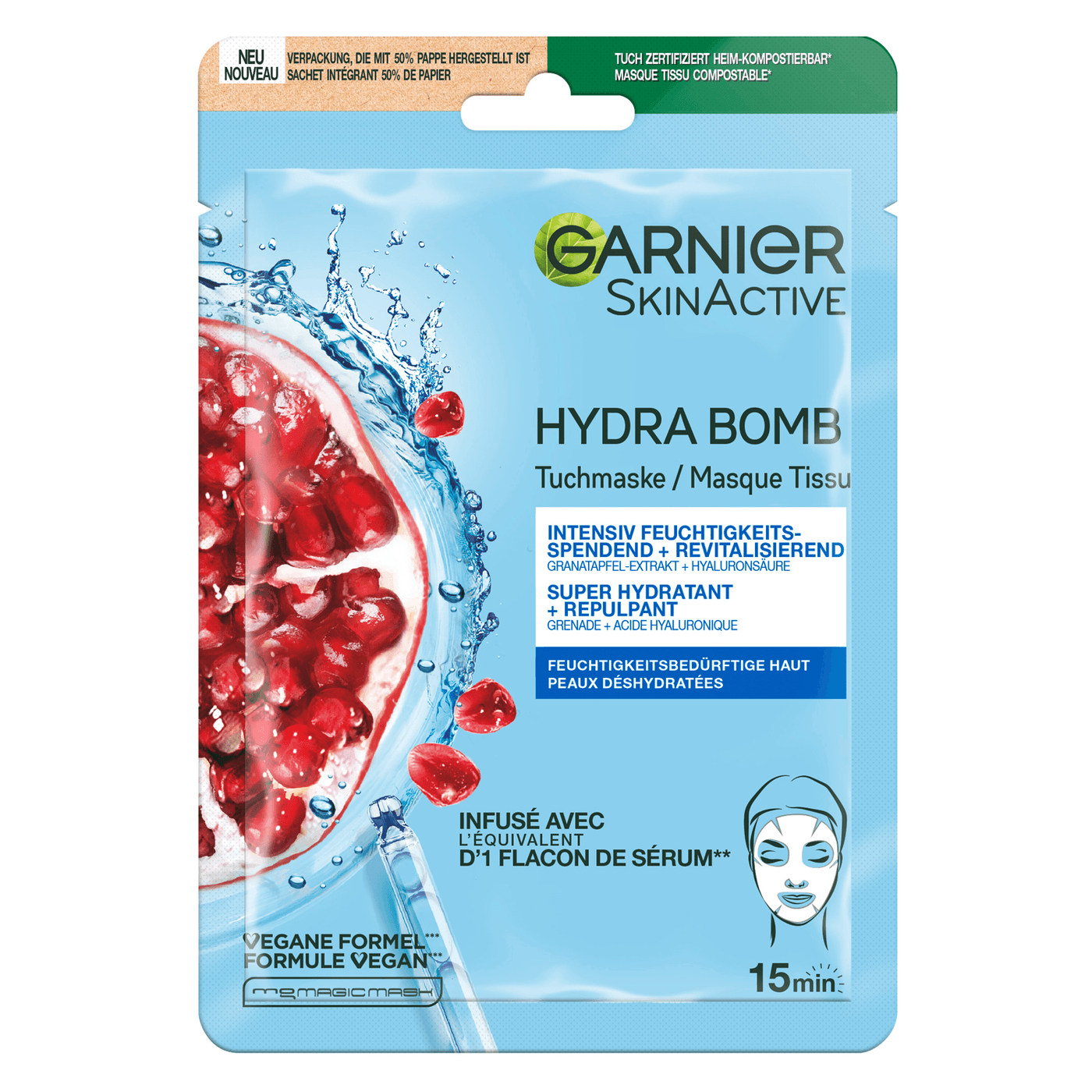 Skinactive Face - Hydra Bomb Tuchmaske Granatapfel