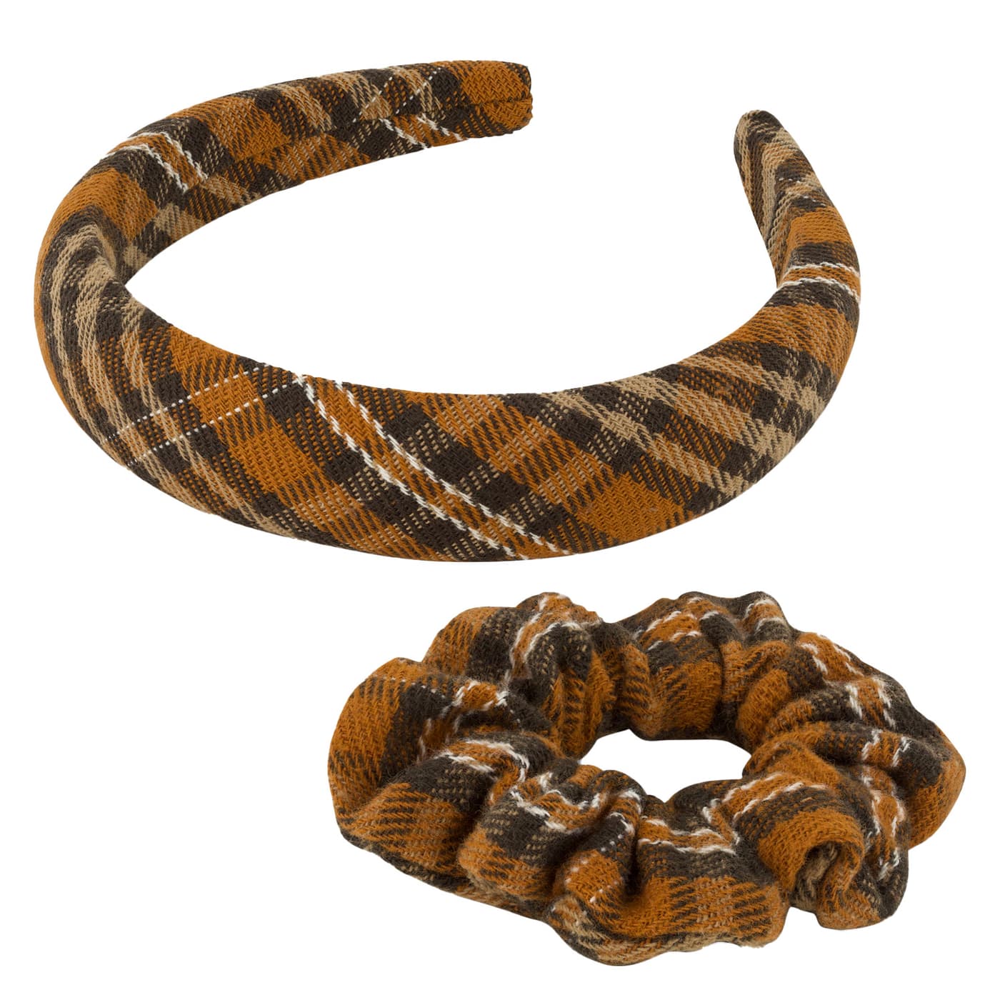 TRISA Hair - English Check Hairband & Scrunchie, orange