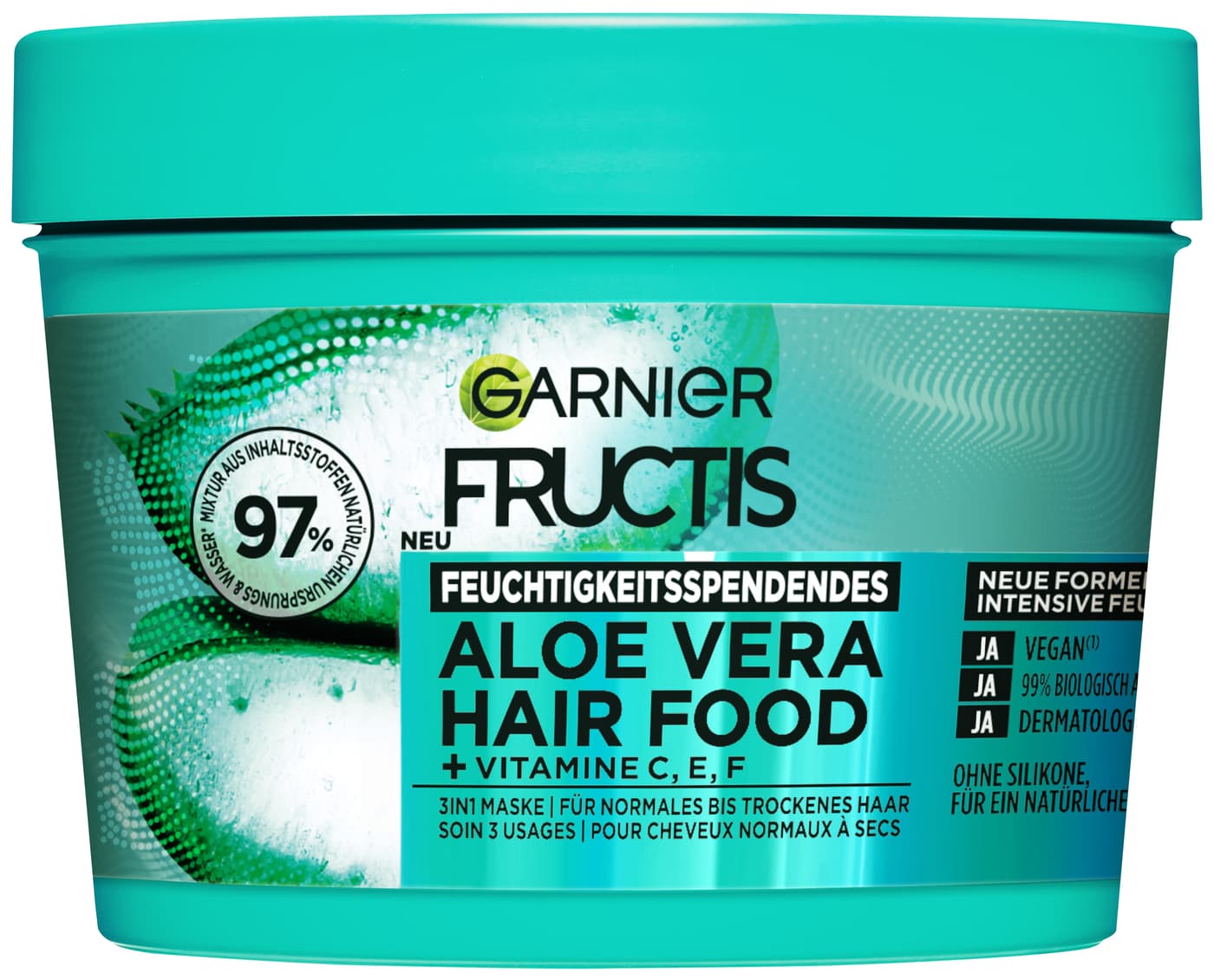 Fructis - Hair Food Aloe Vera Masque hydratant 3 en1 pour cheveux normaux à secs