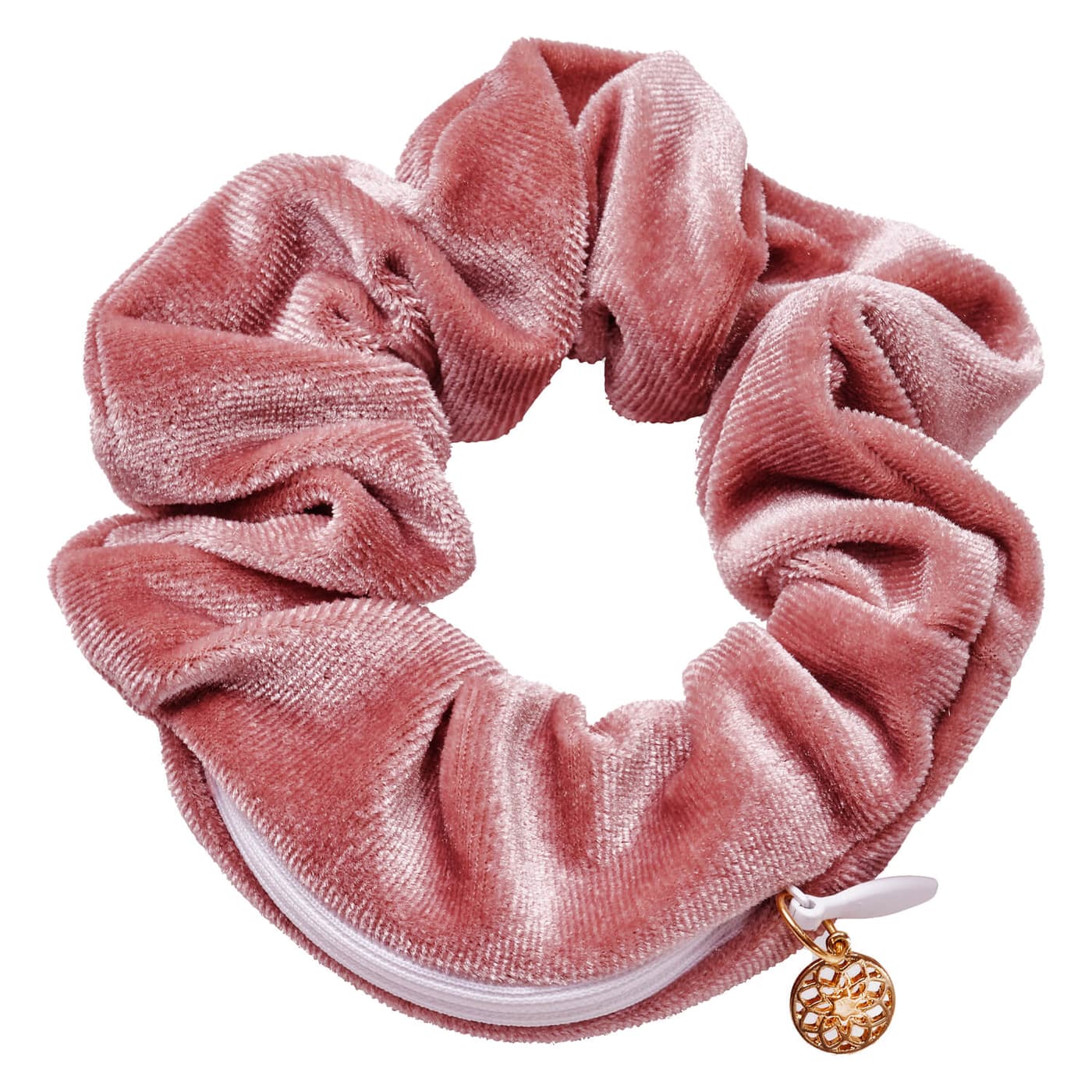 Body Mind and Soul Scrunchie Yoga Velvet Zipper Old Rose
