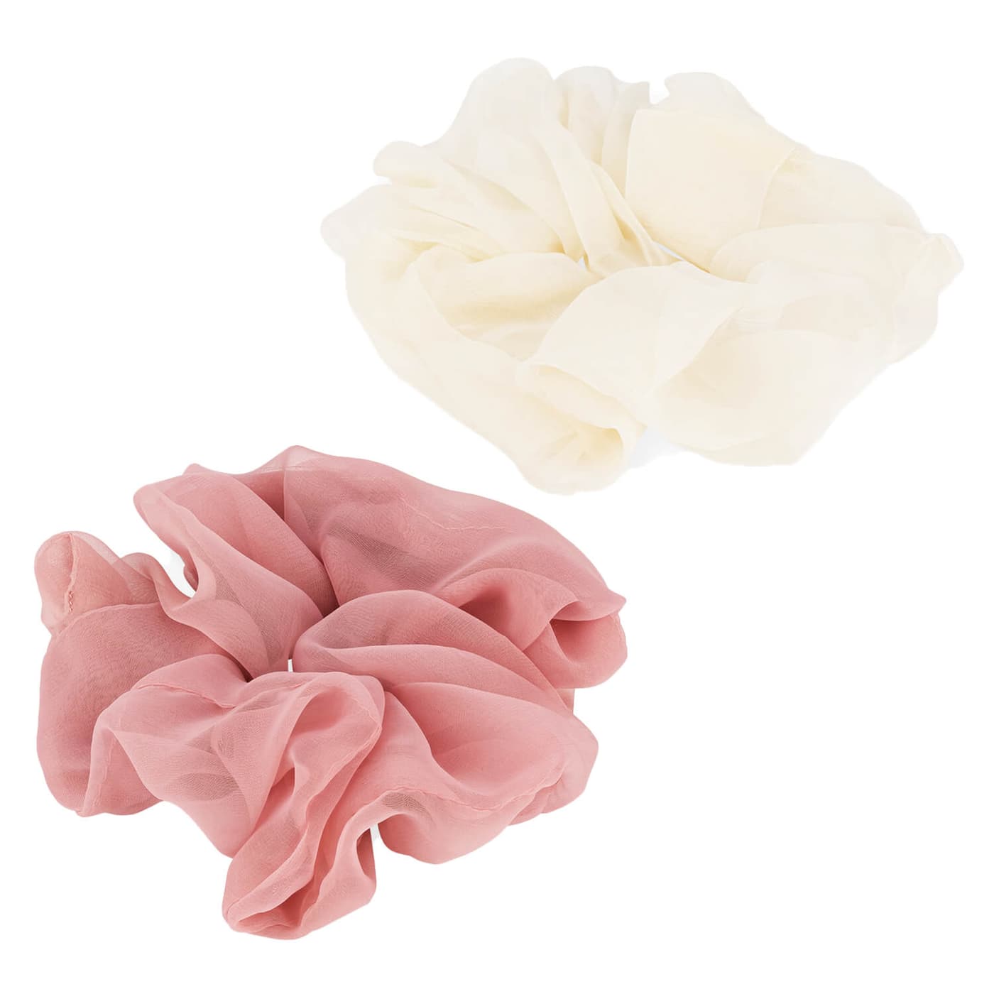 Chouchou transparent, rose & blanc