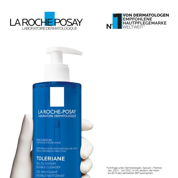 Gel moussant La Roche Posay Toleriane Double Nettoyant: Gel nettoyant hydratant avec une formule nettoyante 2-en1 pour les peaux sensibles.