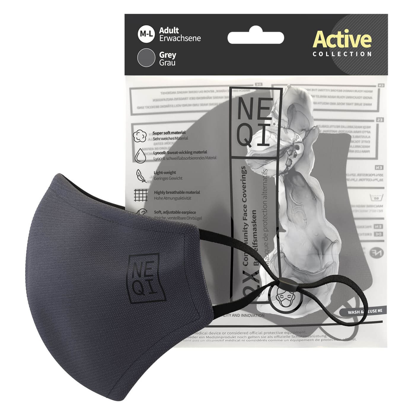NEQI - Community Face Coverings Grey