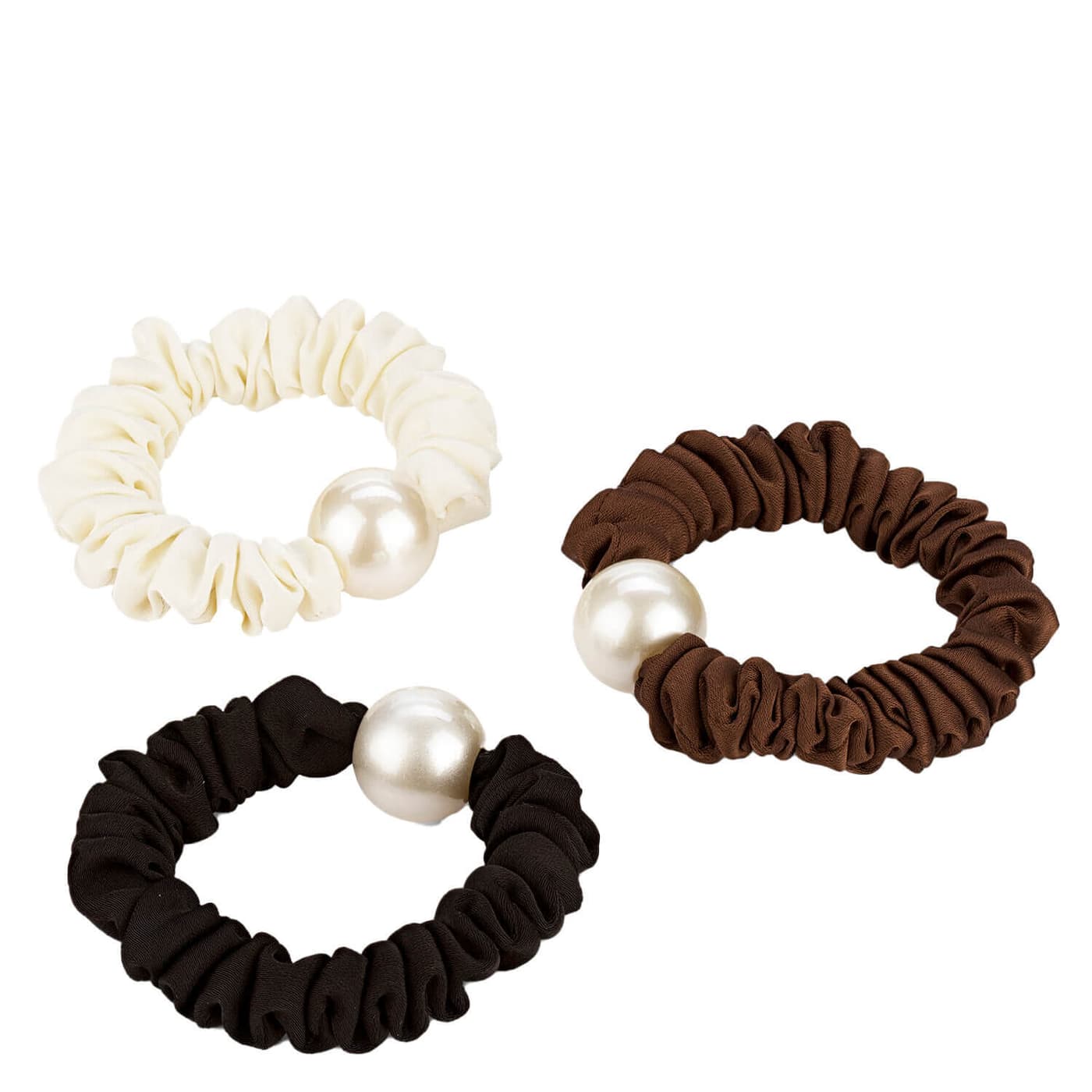 Haargummi mit Perle, schwarz, braun & beige