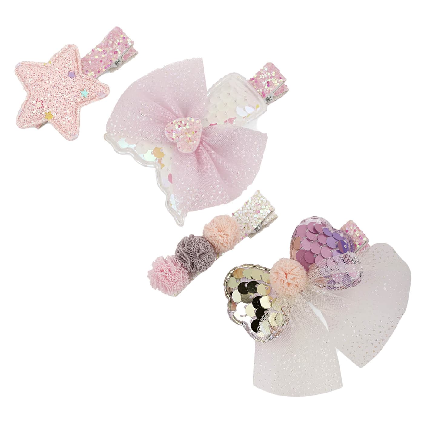 Pince à cheveux pour enfants, rose, ivoire & gris
