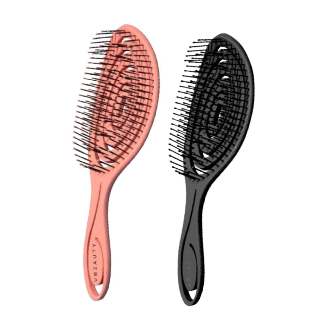 VBEAUTY Hair - BIO Detangler Straw Brush Black & Coral