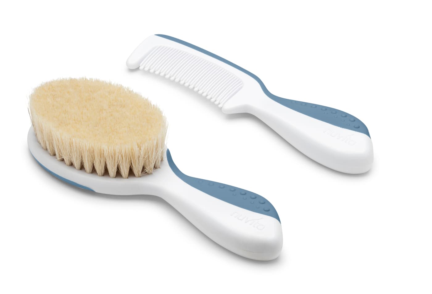 NUVita - Baby Haar-styling Set Mit Bürste Aus Wolle & Kamm Blau