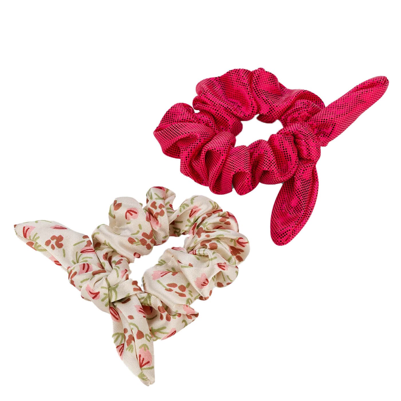 Chouchou oreilles de lapin pour les enfants, rouge & beige-fuchsia
