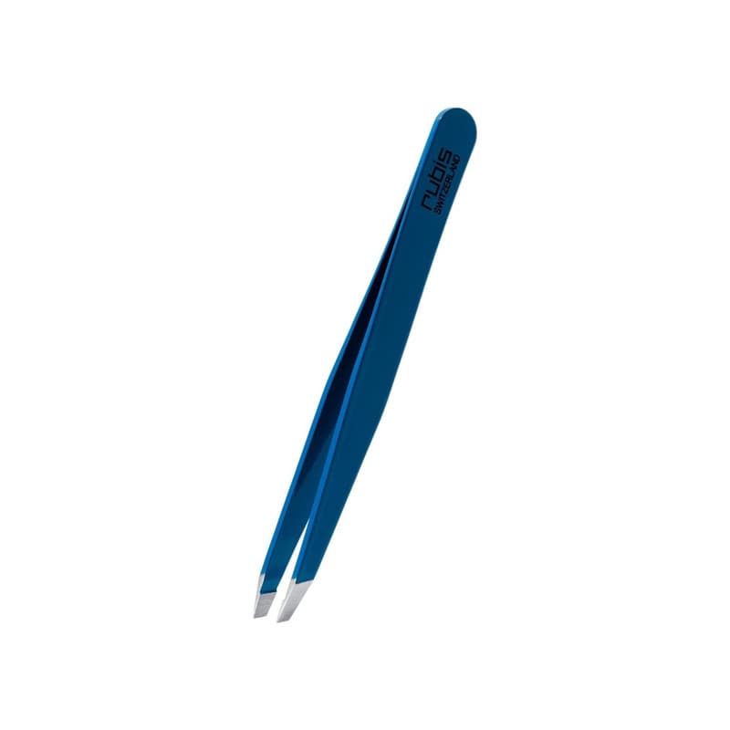 Rubis - Pinzette schräg, blau, Inox