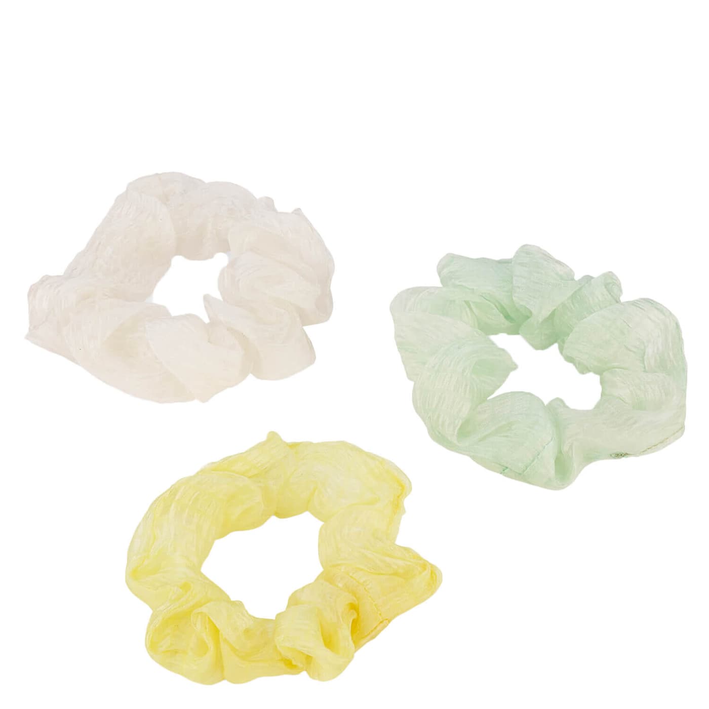 Chouchou transparent avec élastique twister, menthe, jaune & blanc