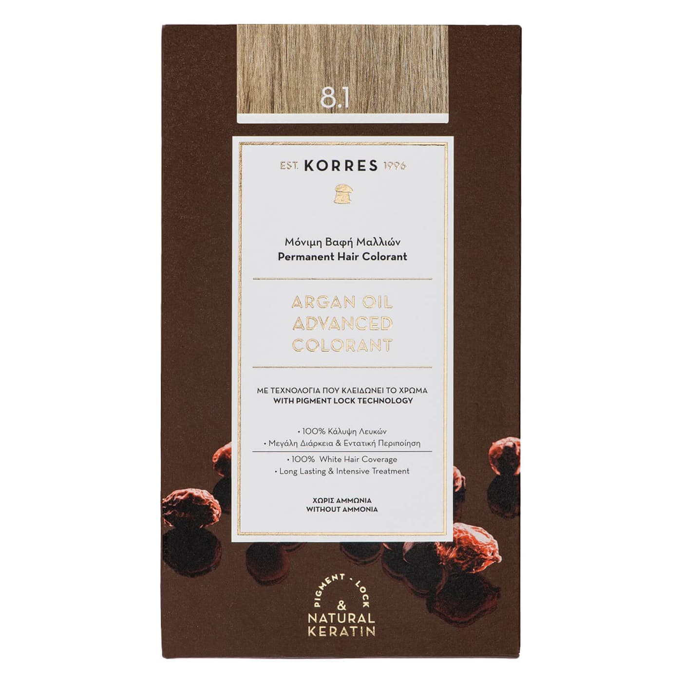 Korres Color - Argan Oil Hochentwickelte Haarcoloration Ash Light Blonde / Hellblond Asch 8.1