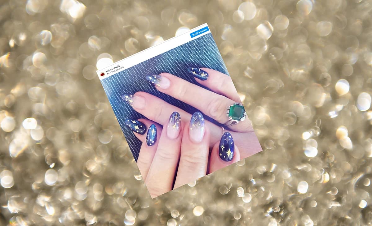 Nägel mit Sternen inspiriert von @lollykoonnails