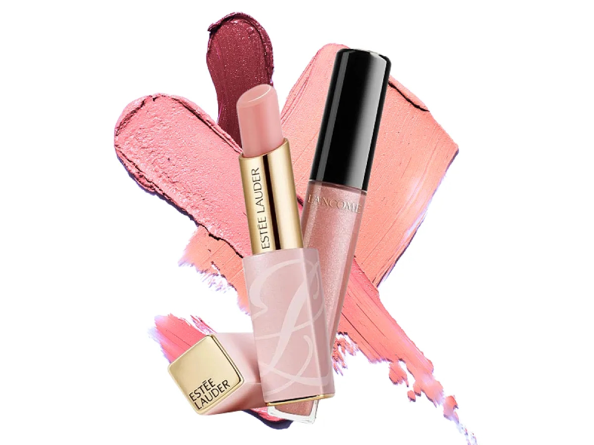 Ballet Core: Collage aus rosafarbenen Lippenstiften mit passenden Texturen